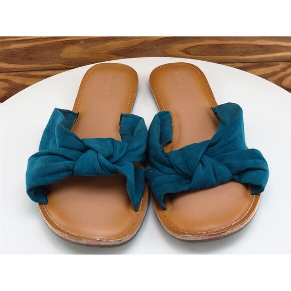 Old Navy Size 10 Sandal Slide Green‎ Fabric Women M - Picture 2 of 9